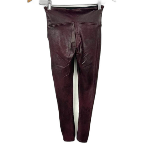 SPANX Burgundy Faux Leather Leggings Size Small - Picture 7 of 16